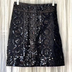 ⭐️ Tory Burch black sequin adorned mini skirt lined hidden zipper 0